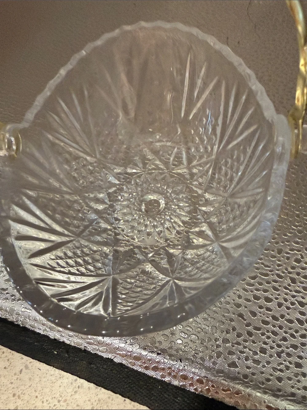 Vintage Mikasa Crystal Mini Basket Candy Dish